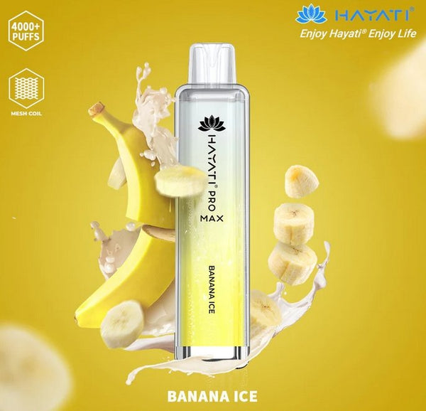 Hayati Pro Max 4000 Disposable Vape Box of 10 - Banana Ice