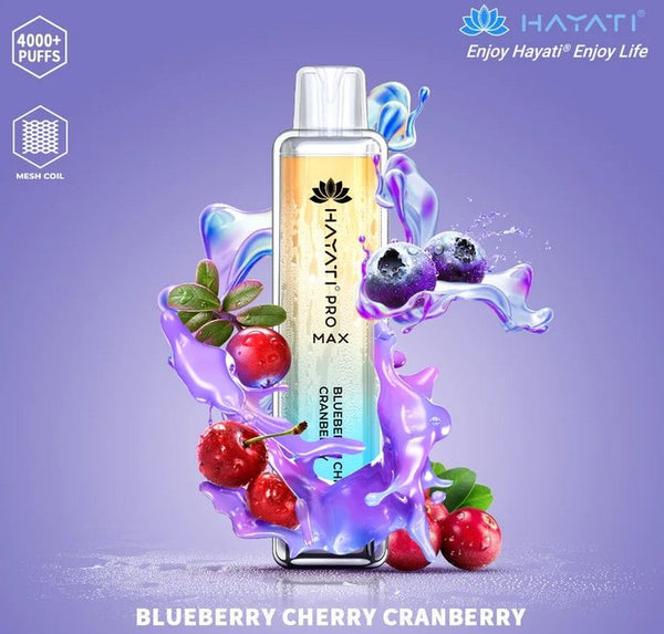 Hayati Pro Max 4000 Disposable Vape Box of 10 - Blueberry Cherry Cranberry