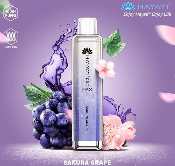 Hayati Pro Max 4000 Disposable Vape Box of 10 - Sakura Grape