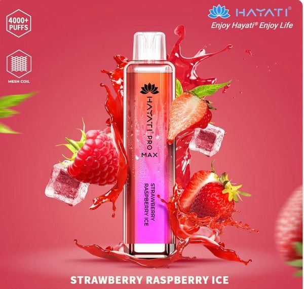 Hayati Pro Max 4000 Disposable Vape Box of 10 - Strawberry Rasberry Ice