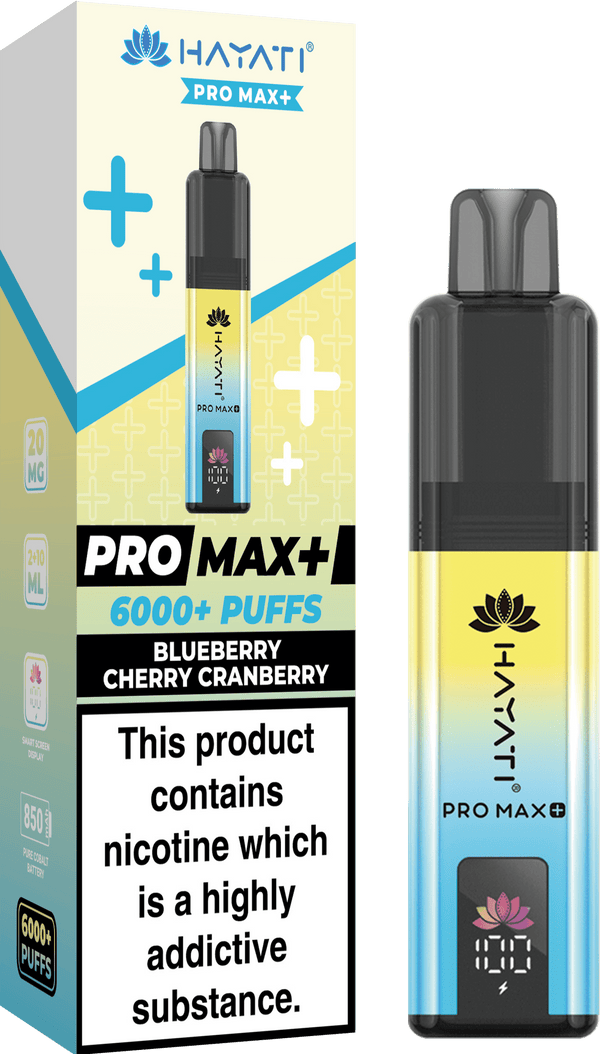 Hayati Pro Max Plus 6000 Vape Box of 5 - Flavour Blueberry Cherry Cranberry