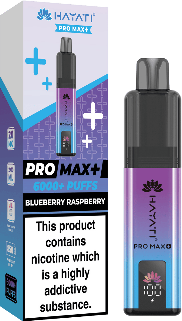 Hayati Pro Max Plus 6000 Vape Box of 5 - Flavour Blueberry Raspberry